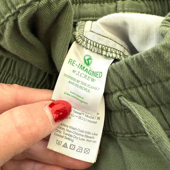 J.Crew Reimagined Utility Jogger Pants Green Cotton Tencel Size 4 Relaxed Fit - Picture 6 of 7
